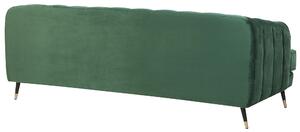 Soffa Grön Sammet 195 x 70 cm Chesterfield med Kuddar Retro Beliani