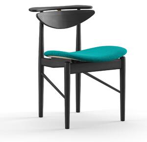 House of Finn Juhl - Reading Chair, Black Painted oak, Cat. 3 Watercolour, Peacock - Matstolar - Finn Juhl - Grön,Träfärgad,Blå - Trä/Textilmaterial