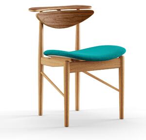 House of Finn Juhl - Reading Chair, Dark oiled Oak/Walnut, Cat. 3 Watercolour, Peacock - Matstolar - Finn Juhl - Grön,Träfärgad,Blå - Trä/Textilmaterial