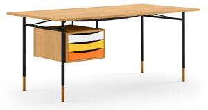 House of Finn Juhl - Nyhavn skrivbord 170 cm Warm med lådor Oak Dark Oil Black Steel Warm - Skrivbord - Finn Juhl - Träfärgad,Svart - Metall/Trä