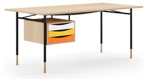 House of Finn Juhl - Nyhavn skrivbord 170 cm Warm med lådor Oak Clear oil Black Steel Warm - Skrivbord - Finn Juhl - Träfärgad,Svart - Metall/Trä