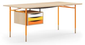 House of Finn Juhl - Nyhavn skrivbord 170 cm Warm med lådor Oak Clear oil Orange Steel Warm - Skrivbord - Finn Juhl - Orange,Träfärgad - Metall/Trä