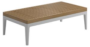 Gloster - Grid Small Coffee Table, Frame White, Teak Top - Soffbord utomhus - Henrik Pedersen - Vit - Metall/Trä