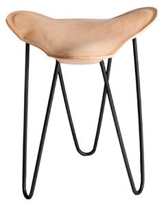 OX Denmarq - Trifolium Stool, Black Steel Frame, Leather: Nature - Pallar - Dennis Marquart - Beige - Läder/Metall