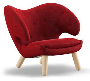 House of Finn Juhl - Pelican Chair With Buttons, Clear oiled oak, Cat. 4 Vidar 582 - Fåtöljer - Finn Juhl - Röd,Träfärgad - Trä/Textilmaterial