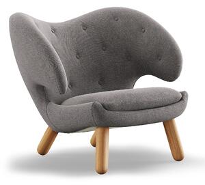 House of Finn Juhl - Pelican Chair With Buttons, Dark oiled oak, Cat. 4 Vidar 152 - Fåtöljer - Finn Juhl - Träfärgad,Grå - Trä/Textilmaterial