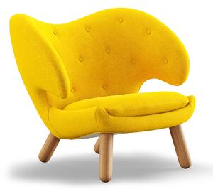 House of Finn Juhl - Pelican Chair With Buttons, Dark oiled oak, Cat. 4 Vidar 443 - Fåtöljer - Finn Juhl - Träfärgad,Gul - Trä/Textilmaterial