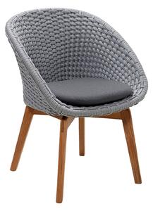 Cane-Line - Peacock Stol, Teak/Light Grey, Inkl. Dyna - Matstolar utomhus - Grå - Trä/Textilmaterial/Syntetiskt