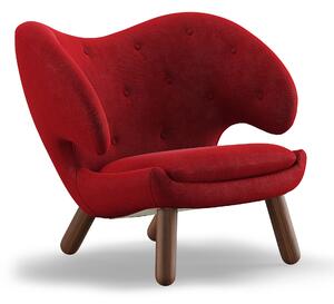House of Finn Juhl - Pelican Chair With Buttons, Walnut, Cat. 4 Vidar 582 - Fåtöljer - Finn Juhl - Röd,Träfärgad - Trä/Textilmaterial