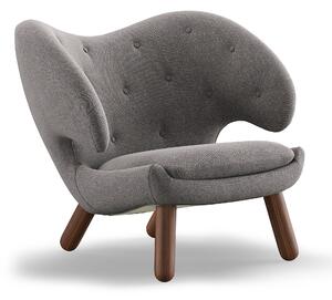 House of Finn Juhl - Pelican Chair With Buttons, Walnut, Cat. 4 Vidar 152 - Fåtöljer - Finn Juhl - Träfärgad,Grå - Trä/Textilmaterial