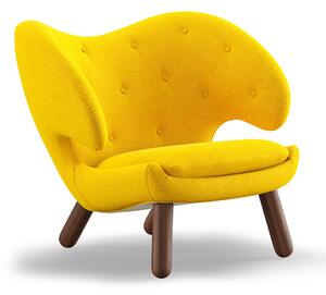 House of Finn Juhl - Pelican Chair With Buttons, Walnut, Cat. 4 Vidar 443 - Fåtöljer - Finn Juhl - Träfärgad,Gul - Trä/Textilmaterial