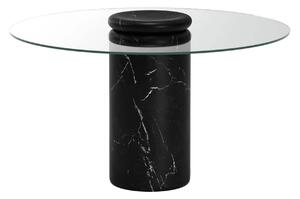 Karakter - Castore dining table Ø130, Nero Marquina / clear glass - Matbord - Angelo Mangiarotti - Svart - Glas/Naturmaterial/Textilmaterial/Sten