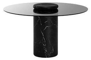 Karakter - Castore dining table Ø130, Nero Marquina / smoked glass - Matbord - Angelo Mangiarotti - Svart - Glas/Naturmaterial/Textilmaterial/Sten