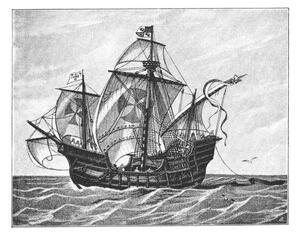 Illustration Sea Ship Santa María of Christopher, mikroman6