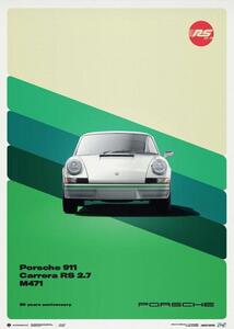 Konsttryck Porsche 911 RS - 50th Anniversary - 1973 - White, Automobilist