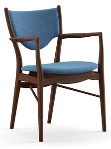House of Finn Juhl - 46 Armchair, Walnut, Cat. 1 Remix 762 - Matstolar - Finn Juhl - Träfärgad,Blå - Trä/Textilmaterial