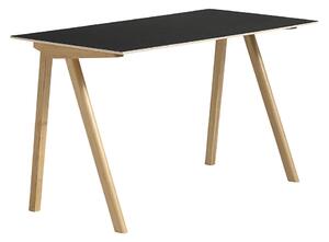 HAY - CPH90 2.0 Desk Lacquered Oak Frame L130 X W65 X H74 Black Linoleum Tabletop Lacquered Edge - Skrivbord - Ronan & Erwan Bouroullec - Svart - Trä