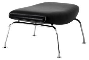 Fredericia Furniture - Wegner Ox Ottoman, Chrome, Leather Cat. 3 Max 98 Black - Fotpallar - Hans J. Wegner