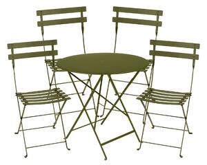 Fermob - Bistro matgrupp bord 77cm & 4 metall stolar pesto - Matgrupper utomhus