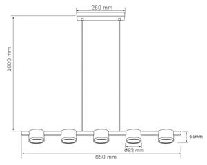 LED ljuskrona med textilsladd MIRELLA 5xGX53/6W/230V svart