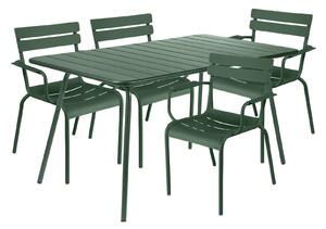 Fermob - Luxembourg matgrupp bord & 4 karmstolar cedar green - Matgrupper utomhus