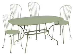 Fermob - Opera+ matgrupp ovlat bord & 4 stolar cactus - Matgrupper utomhus