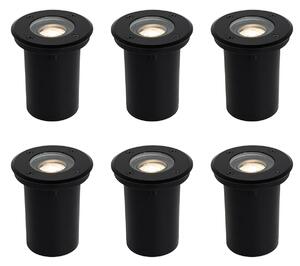 Set med 6 moderna utomhus markspotlights svarta 35 mm justerbara IP65 - Delux