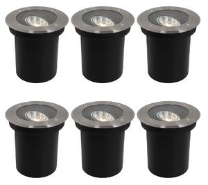 Set med 6 moderna utomhus markspotlights i stål AR70 justerbara IP65 - Delux