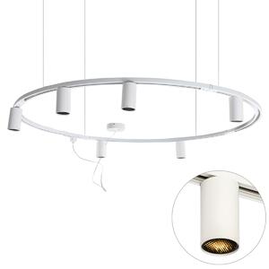Modernt hängande skensystem med 6 spotlights vitt 1-fas GU10 50mm - Iconic Ruby Honey
