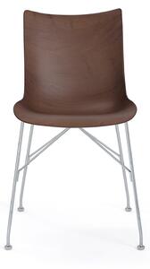 Kartell - P/Wood 4912, Dark Wood, Chrome - Matstolar - Philippe Starck - Träfärgad - Metall/Trä