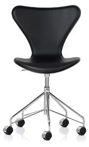 Fritz Hansen - Sjuan 3117 Framsidesklädd Läder Essential Black, Svart Ask - Kontorsstolar - Arne Jacobsen - Svart