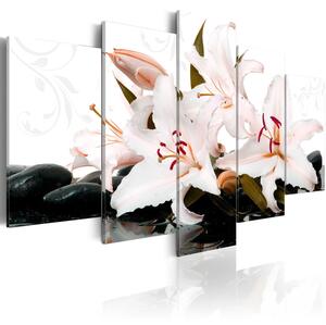 Canvas Tavla - Zen stones and lilies - 100x50