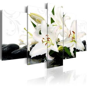 Canvas Tavla - Lilies and zen stones - 100x50