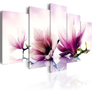 Canvas Tavla - Pink flowers: magnolias - 100x50