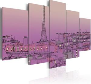 Canvas Tavla - Lavender sunrise over Paris - 100x50