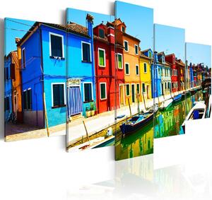 Canvas Tavla - Houses in the colors of the rainbow - 200x100