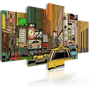 Canvas Tavla - The streets of New York City in cartoons - 100x50