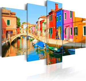 Canvas Tavla - Waterfront in rainbow colors - 100x50