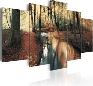 Canvas Tavla - Brown autumn: forest - 100x50