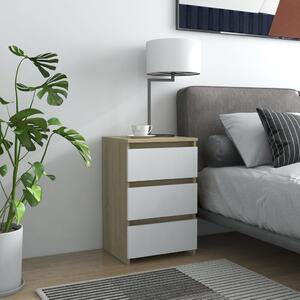 Sängbord 2 st vit och sonoma-ek 40x35x62,5 cm konstruerat trä