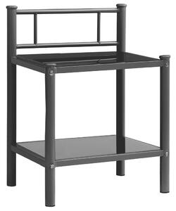 Sängbord svart 45x34x60,5 cm metall och glas