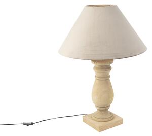 Lantlig Bordslampa med Sammetsskärm Taupe 50 cm - Catnip