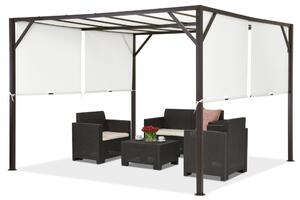 Pergola i metall Santorini 3 x 3 m brun-vit Garden Point