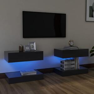 TV-bänk med LED-belysning 2 st grå 60x35 cm