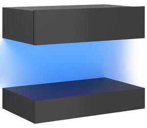 TV-bänk med LED-belysning grå högglans 60x35 cm