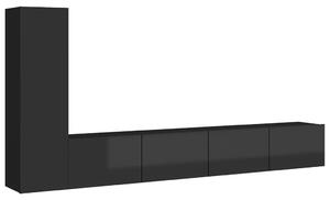 TV-skåp 3 delar svart högglans konstruerat trä