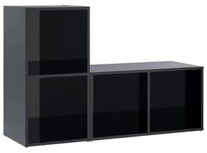 TV-skåp 2 st svart högglans 72x35x36,5 cm konstruerat trä
