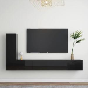 TV-skåp 3 delar svart högglans konstruerat trä