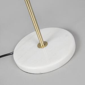 Mässingsbordslampa med grå skugga 35 cm - Kaso