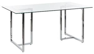 Matbord med glasskiva 160 x 90 cm Silver ENVIA Beliani